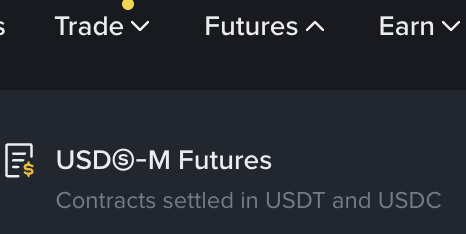 Binance futures account setup notice